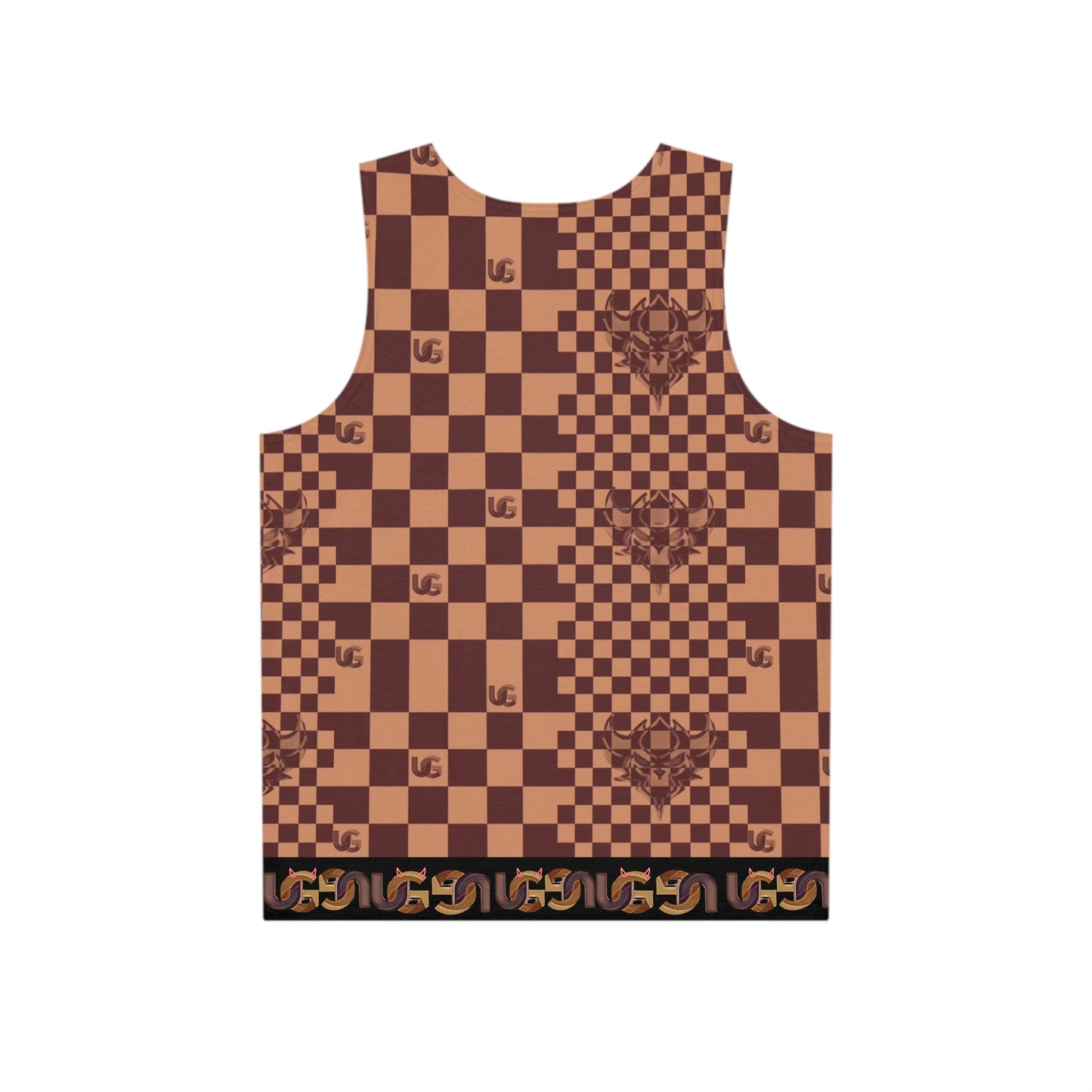Brown UG Checkerboard Pattern Men's Tank Top