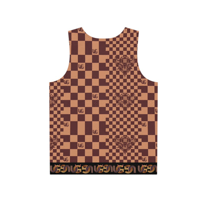 Brown UG Checkerboard Pattern Men's Tank Top