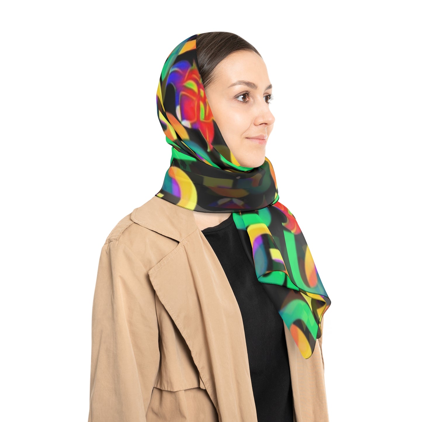 Ungodly Pattern Silk-Feel Geometric Chain Scarf — Colorful Interlock Pattern