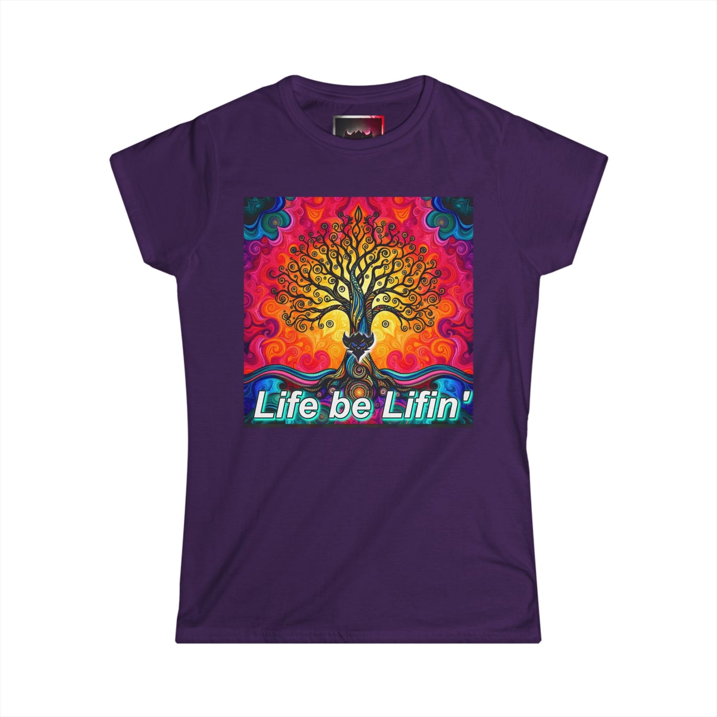 "Life be Liftin" Women's Softstyle Tee - Vibrant Tree Design for Positive Vibes