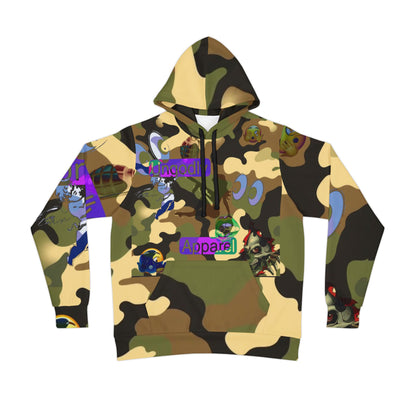 Camo Graphic Unisex Hoodie — Bold All-Over Print with 'Apparel' Accent