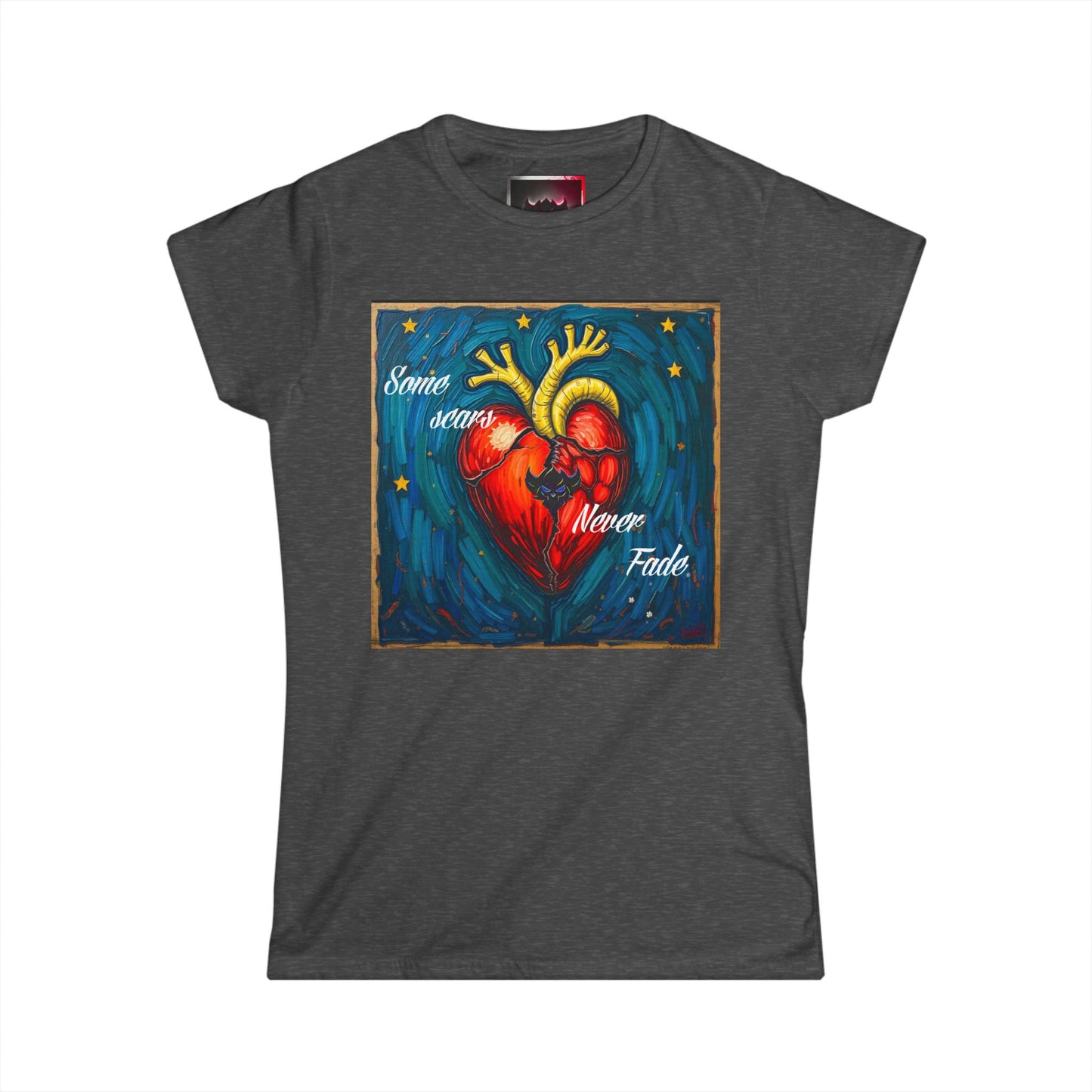 Inspirational Women's Softstyle Tee - "Some Scars Never Fade" Heart Design