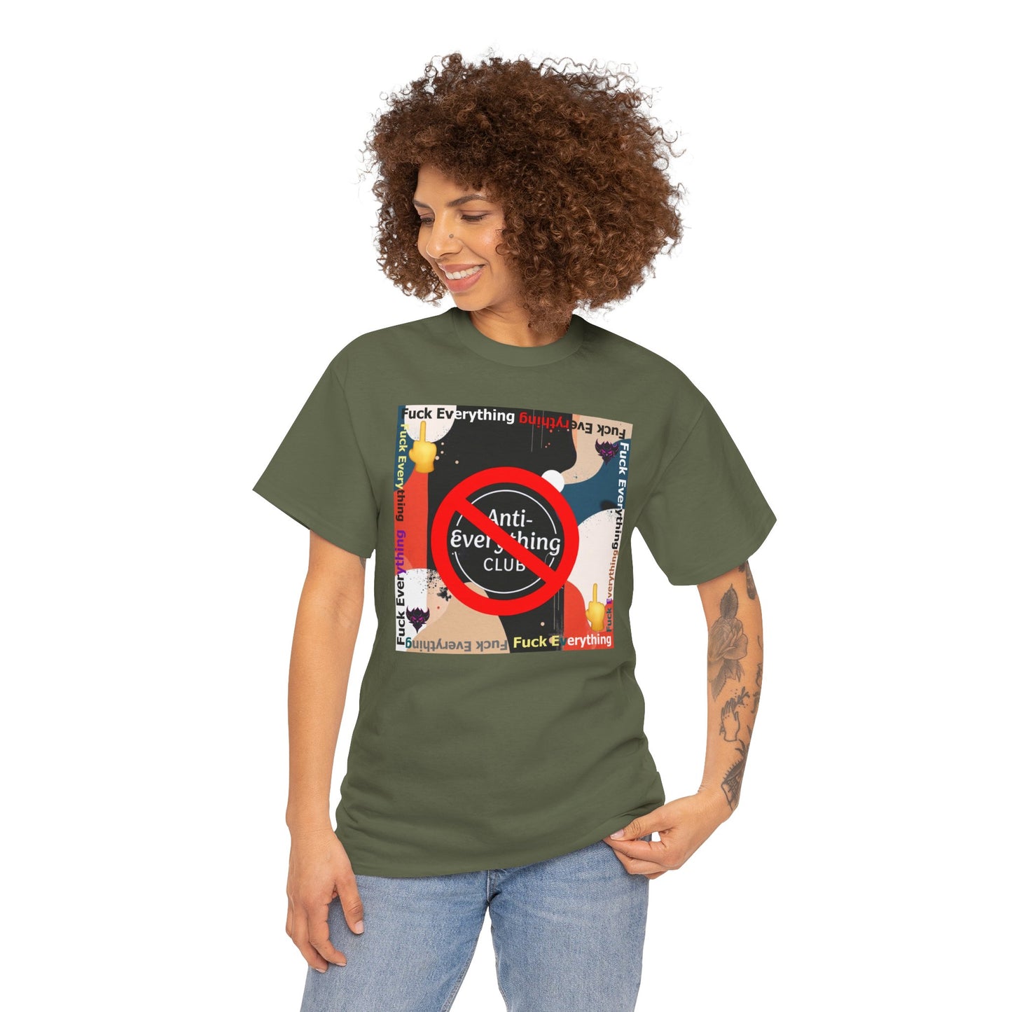 "Anti-Everything Club" Unisex Heavy Cotton Tee - Bold Statement Shirt for Casual Wear