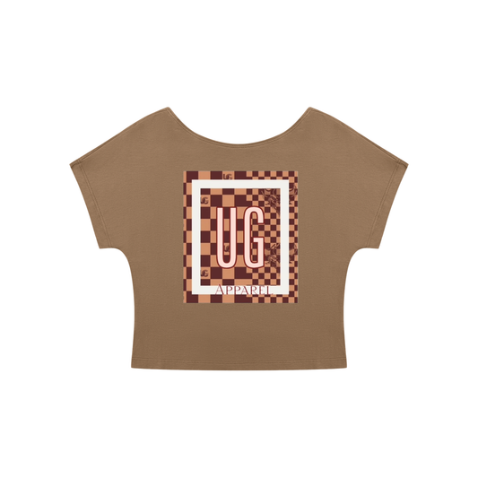"Brown Checkerboard UG Apparel" Women's Open-Back T-Shirt