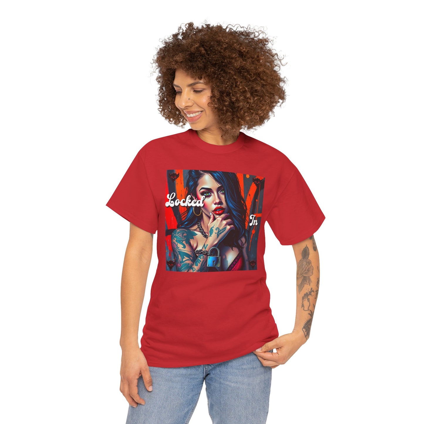"Locked In" Graphic Unisex Heavy Cotton Tee - Stylish Tattoo Art Shirt