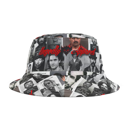 "Ungodly True Crime Serial Killers" Vintage Bucket Hat – Retro Collage Design