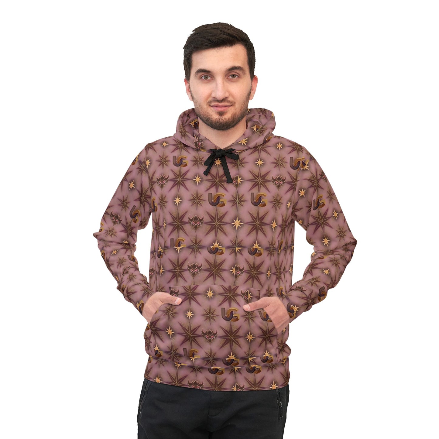 Pink Floral Kaleidoscope Hoodie — All-Over Print Athletic Pullover