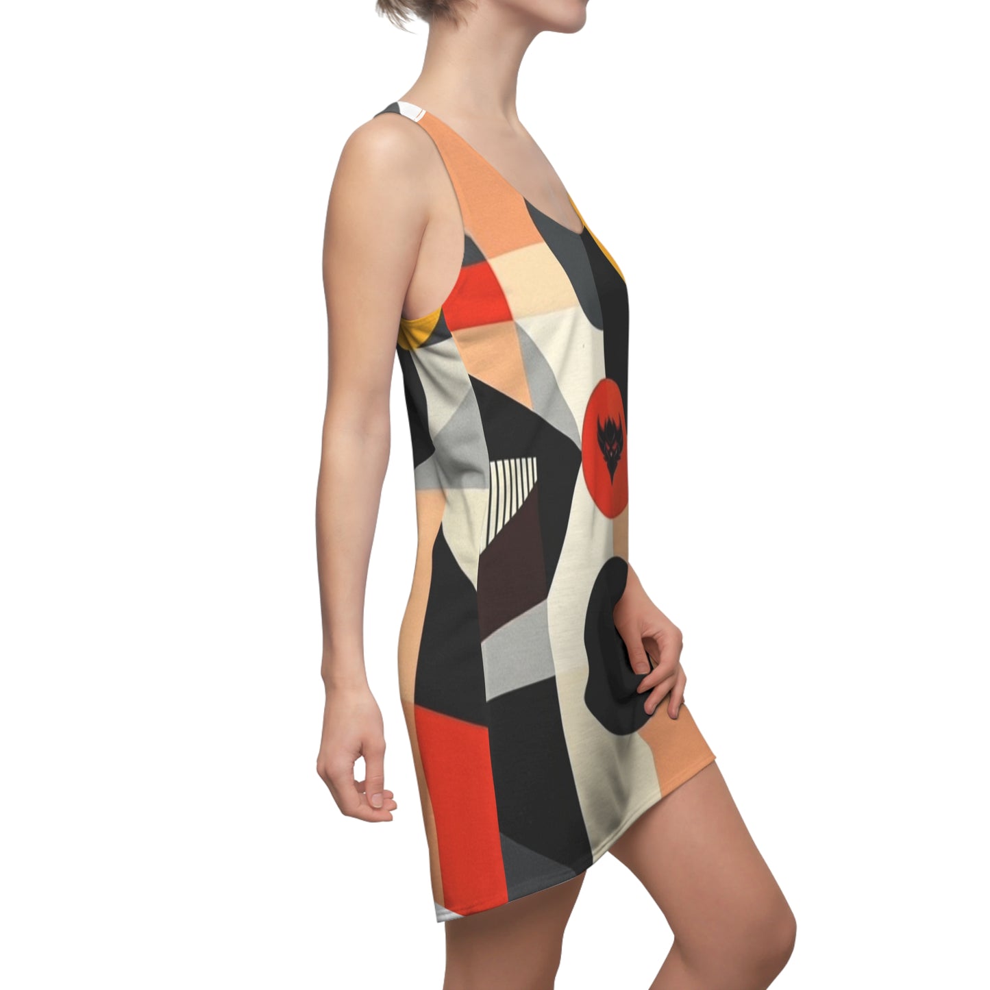 Abstract Geometric Racerback Dress — Retro Circles Print