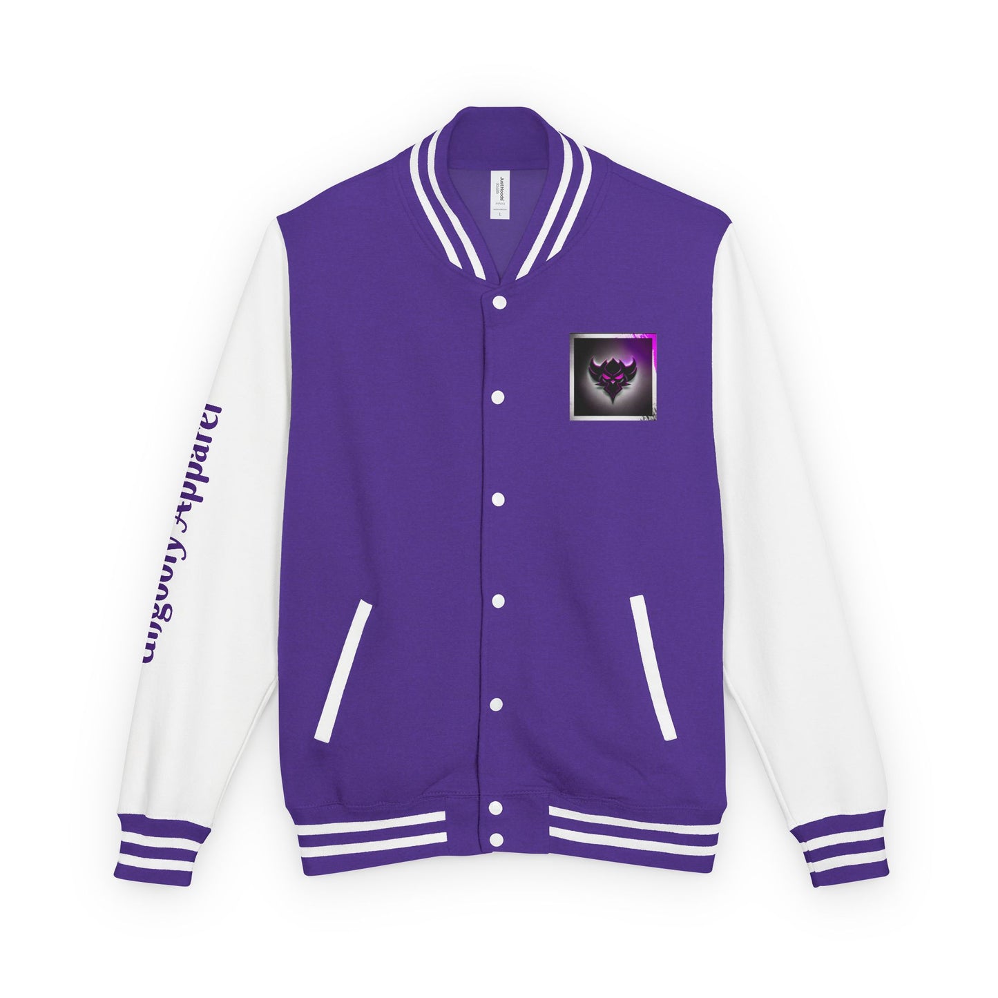 "Hustle and Grind" Letterman Jacket — Neon Collage Heart & 'Hustle Hard' Streetwear