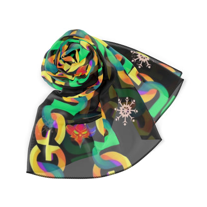 Ungodly Pattern Silk-Feel Geometric Chain Scarf — Colorful Interlock Pattern
