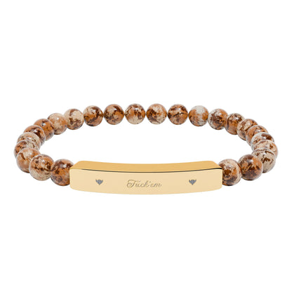 Engravable Natural Stone Stretch Bar Bracelet — Personalized Beaded Bracelet