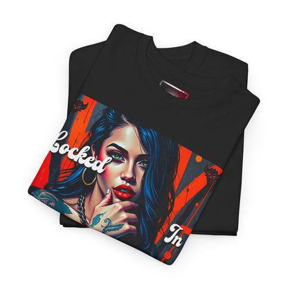 "Locked In" Latina Unisex Heavy Cotton Tee - Bold Tattoo Art for Everyday Wear