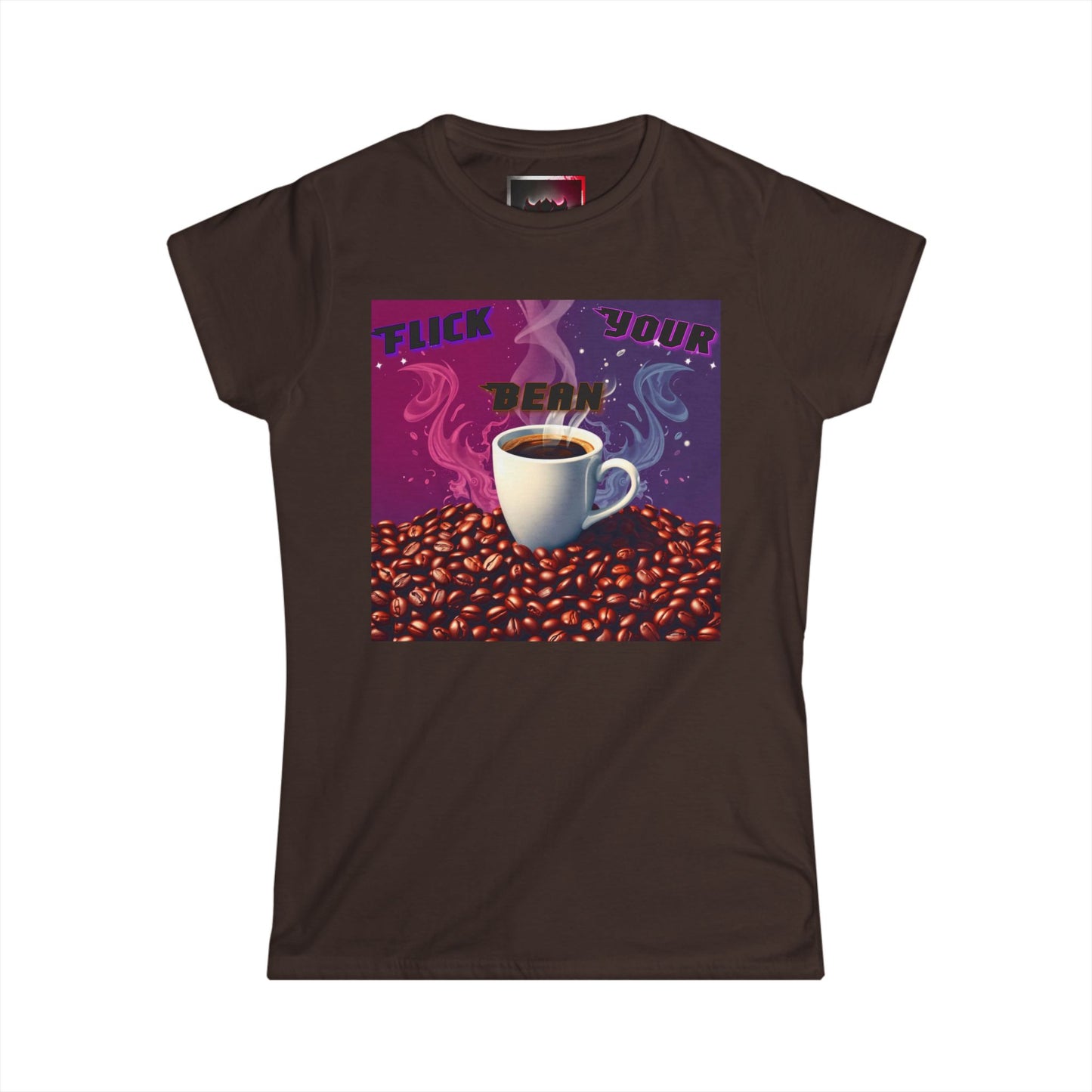 "Flick Your Bean" Women's Softstyle Tee - Fun Coffee Graphic T-Shirt