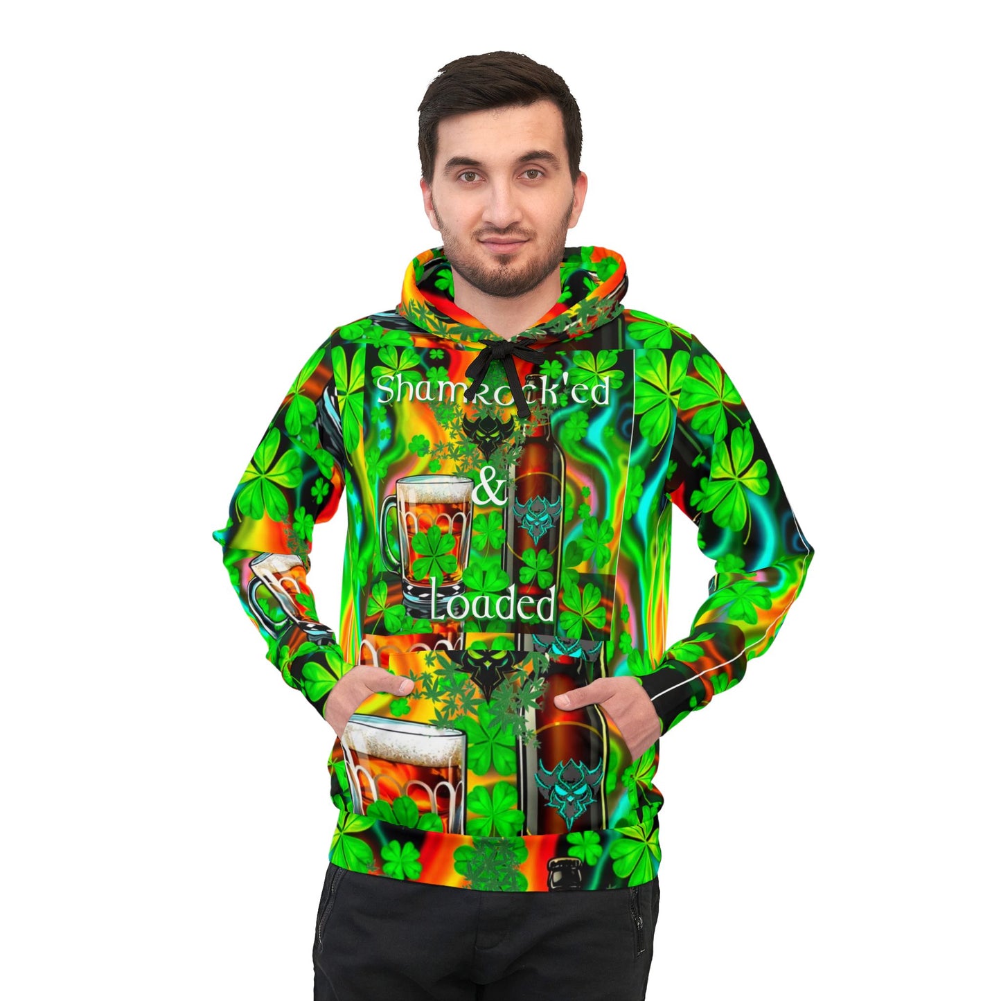 "Shamrocked and Loaded Athletic Hoodie" for St. Patrick's Day