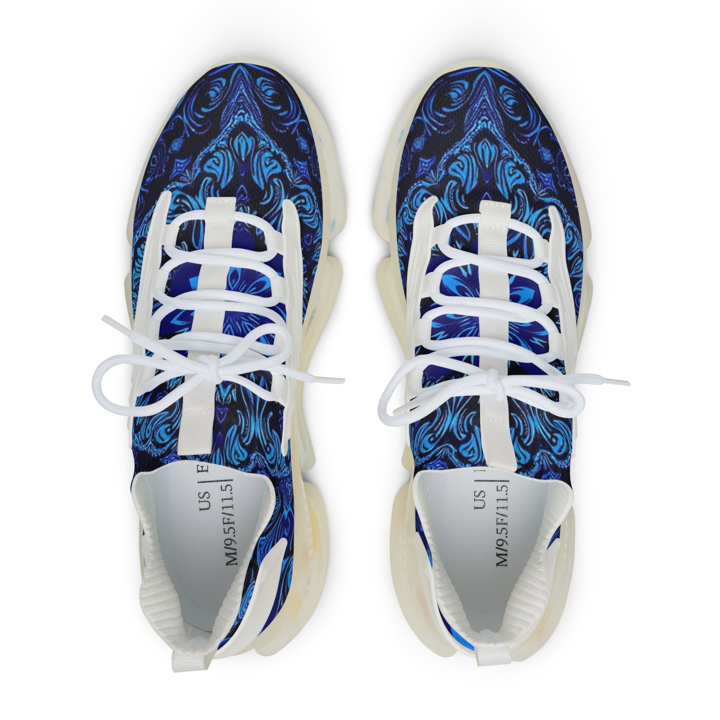 Men's Blue Marble Mesh Sneakers — Lightweight Athletic Casual Shoes