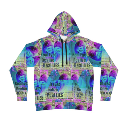 Vibrant Graphic Athletic Hoodie - "Real Eyes Realize Real Lies"