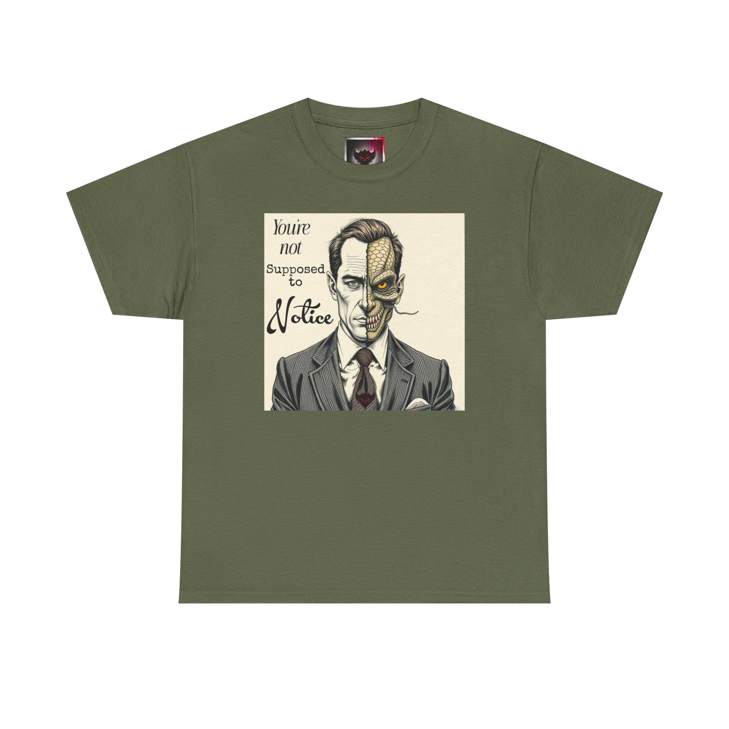 Vintage Noir Reptilian Portrait Tee — “You’re Not Supposed to Notice” Graphic T‑Shirt