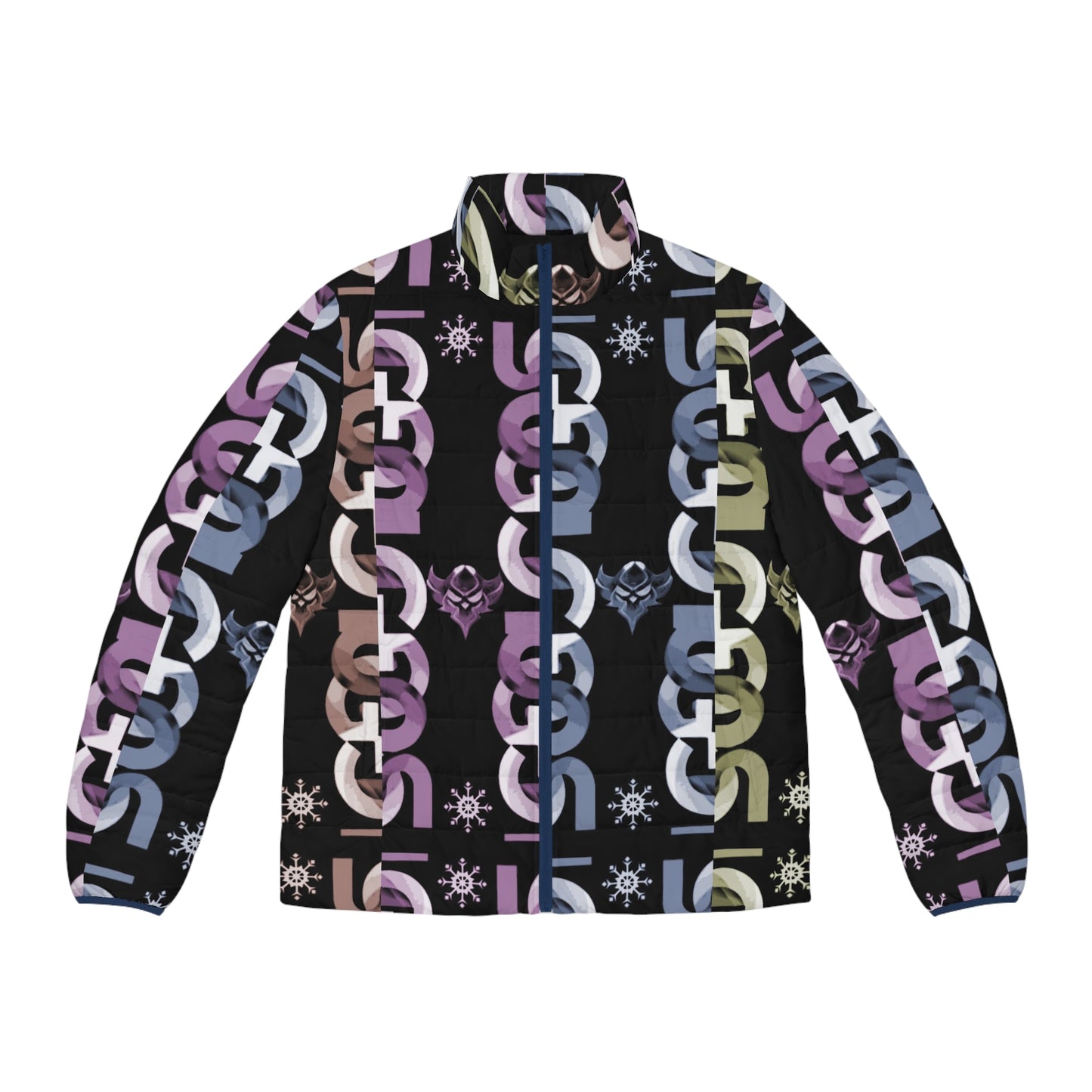 Men's Puffer Jacket — Pastel Ungodly Chain Pattern Quilted Coat