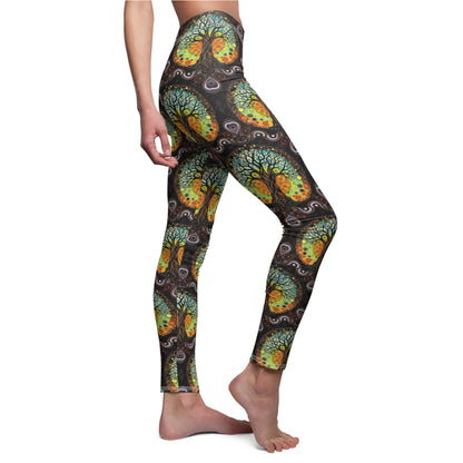 Vibrant "Tree of Life" Print Women's Casual Leggings - Comfort & Style for Everyday Wear