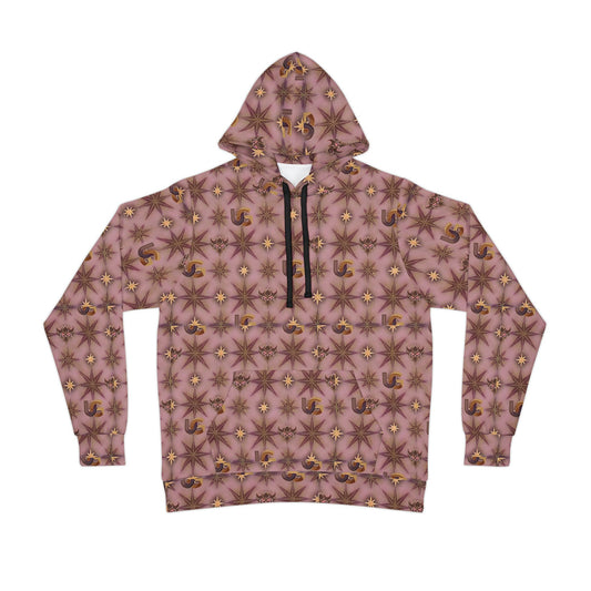 Pink Floral Kaleidoscope Hoodie — All-Over Print Athletic Pullover