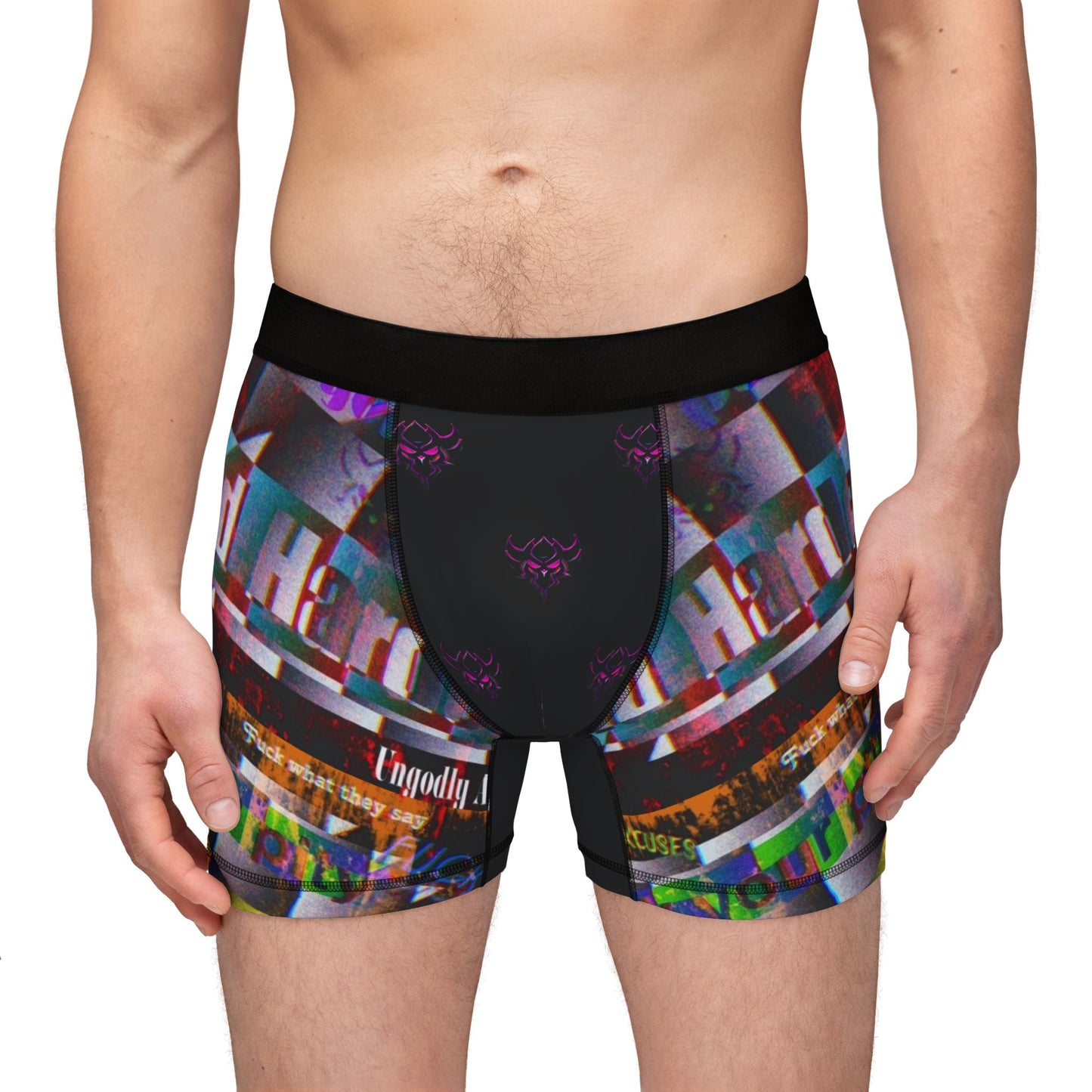 Men's Boxer Briefs — Colorful Collage 'Grind Harder'