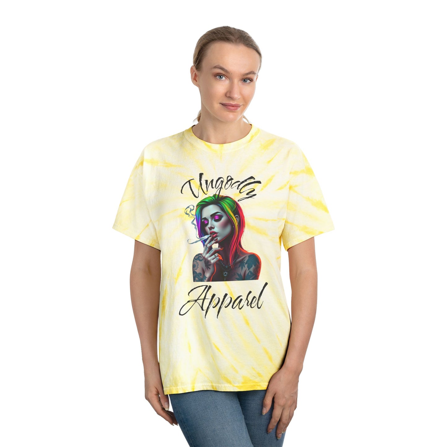 Vibrant Tie-Dye T-Shirt with Graphic Design