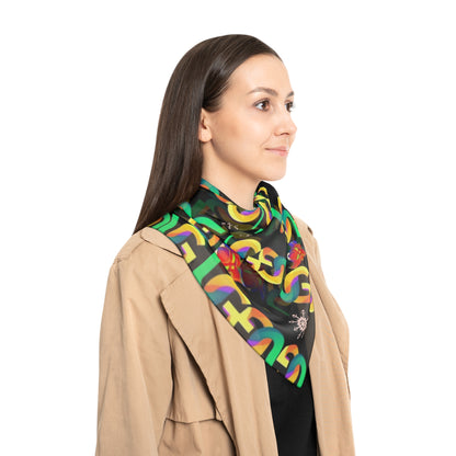 Ungodly Pattern Silk-Feel Geometric Chain Scarf — Colorful Interlock Pattern