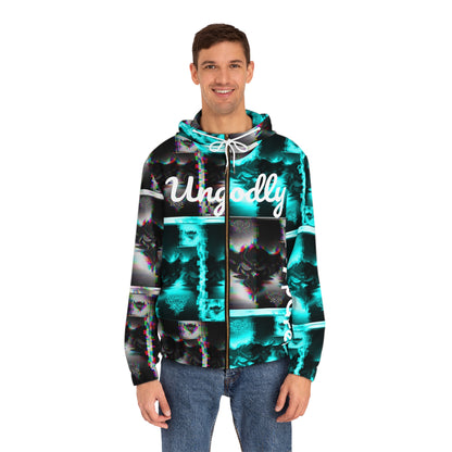 "Ungodly Blur" Urban Style Men's Full-Zip Hoodie