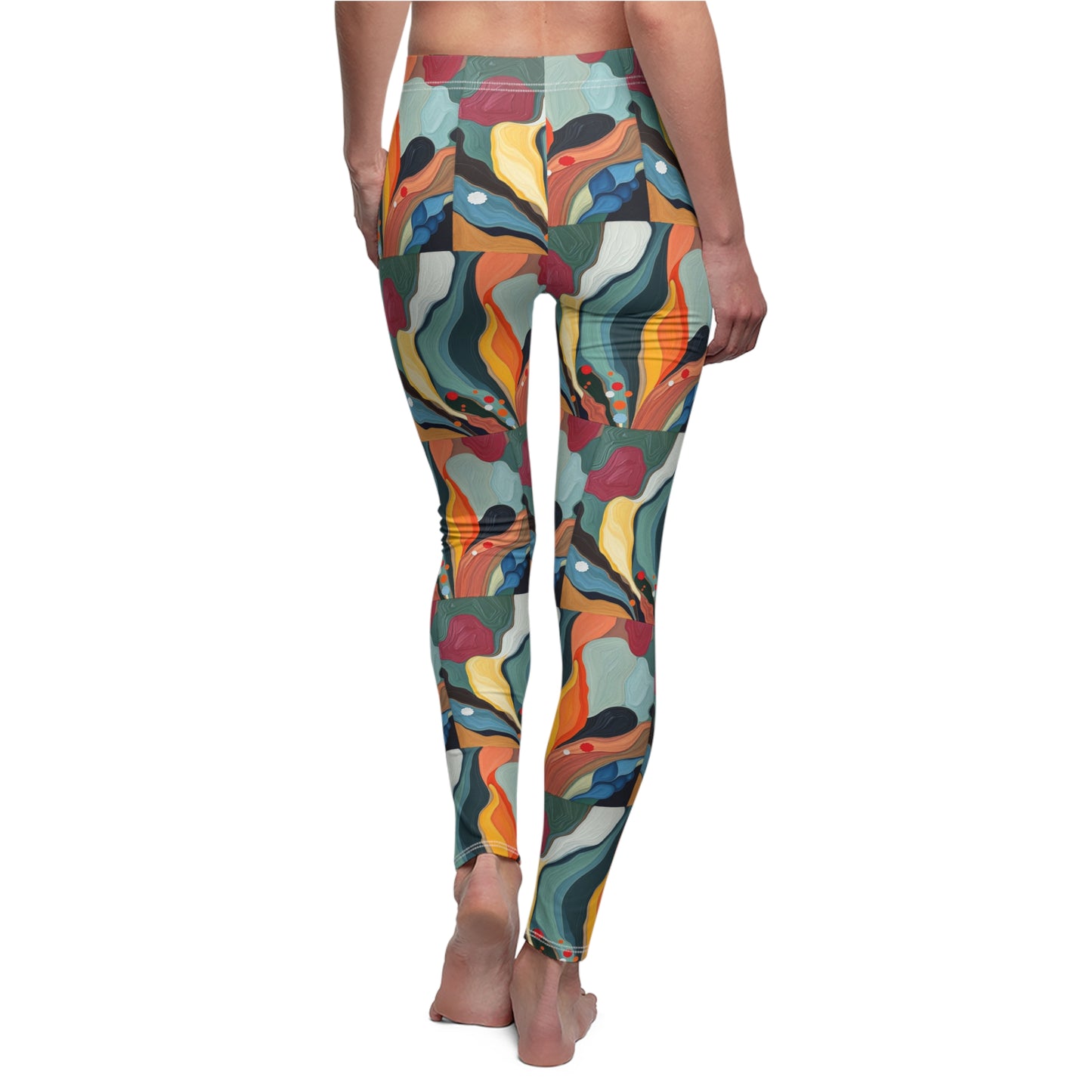Colorful Abstract Pattern "Lady Flowers" Women's Leggings - Stylish & Comfortable Activewear