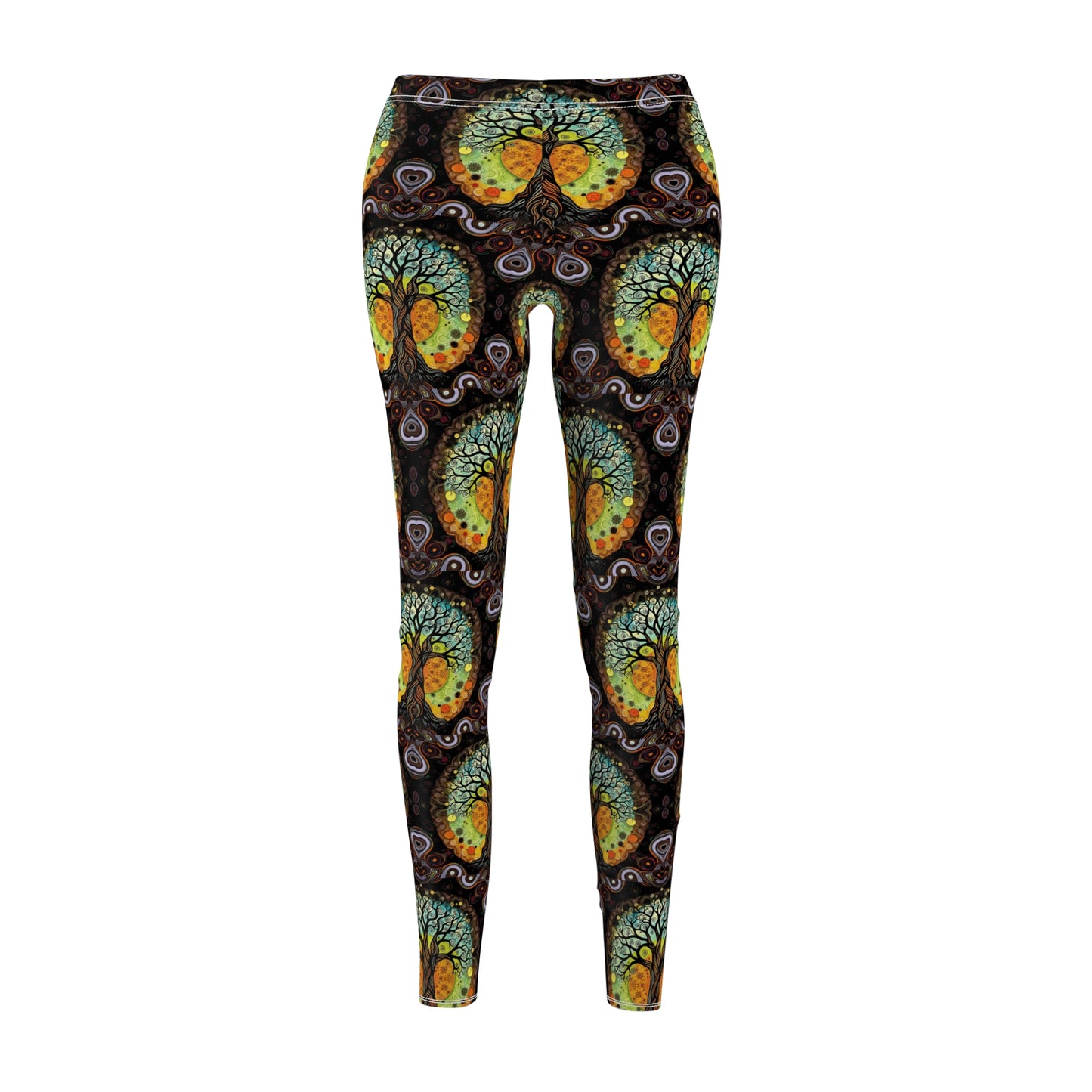 Vibrant "Tree of Life" Print Women's Casual Leggings - Comfort & Style for Everyday Wear