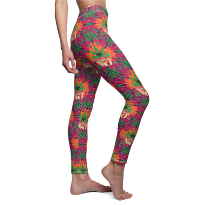 "Marijuana fumes and Shrooms" Tropical Vibes Women's Leggings - Casual, Funky Print for Comfort and Style