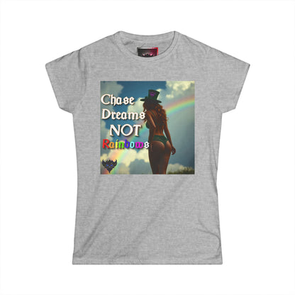Inspirational Women's Softstyle Tee - 'Chase Dreams NOT Rainbows'