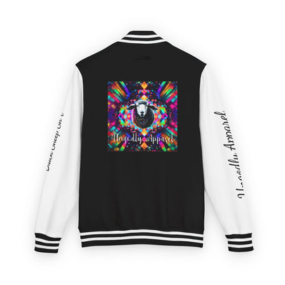 Letterman Jacket — Pink Kaleidoscope "Black Sheep of the Family"  Design with 'Ungodly Apparel' Sleeve Text