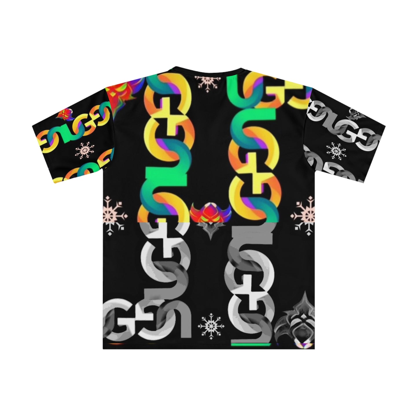 Bold Multi-colored Ungodly Chain Pattern Graphic T‑Shirt — All-Over Print Men's Tee