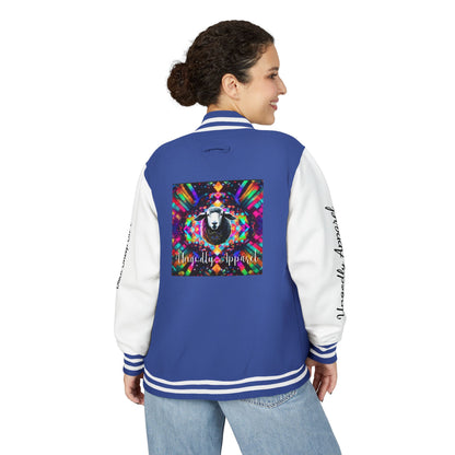 Letterman Jacket — Pink Kaleidoscope "Black Sheep of the Family"  Design with 'Ungodly Apparel' Sleeve Text