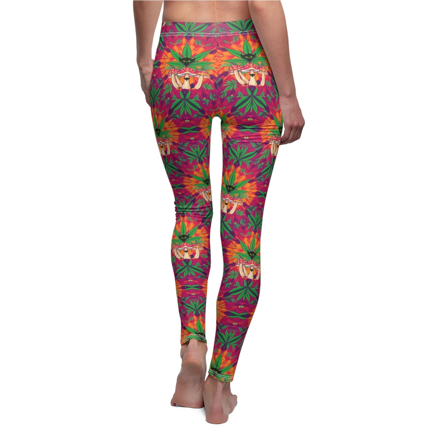 "Marijuana fumes and Shrooms" Tropical Vibes Women's Leggings - Casual, Funky Print for Comfort and Style