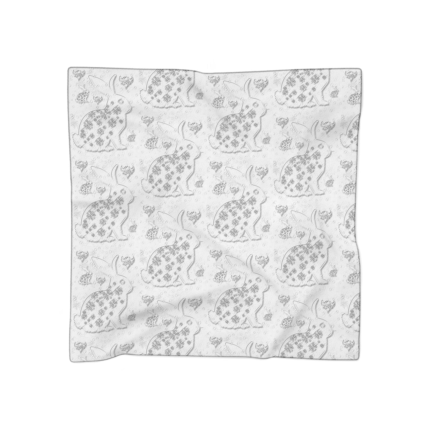 Floral Snow Bunny Pattern Poly Scarf