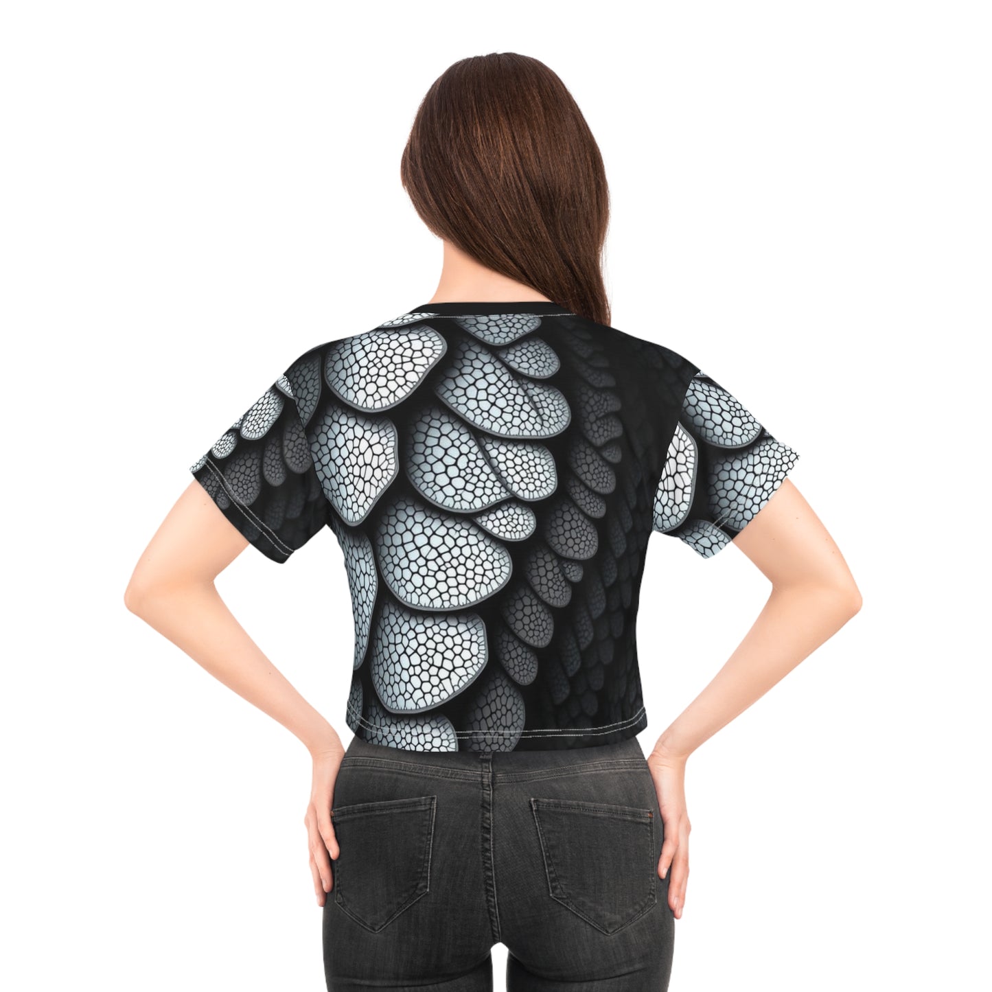 Black Dragon Scale Crop Tee — 'Ungodly Apparel' Graphic