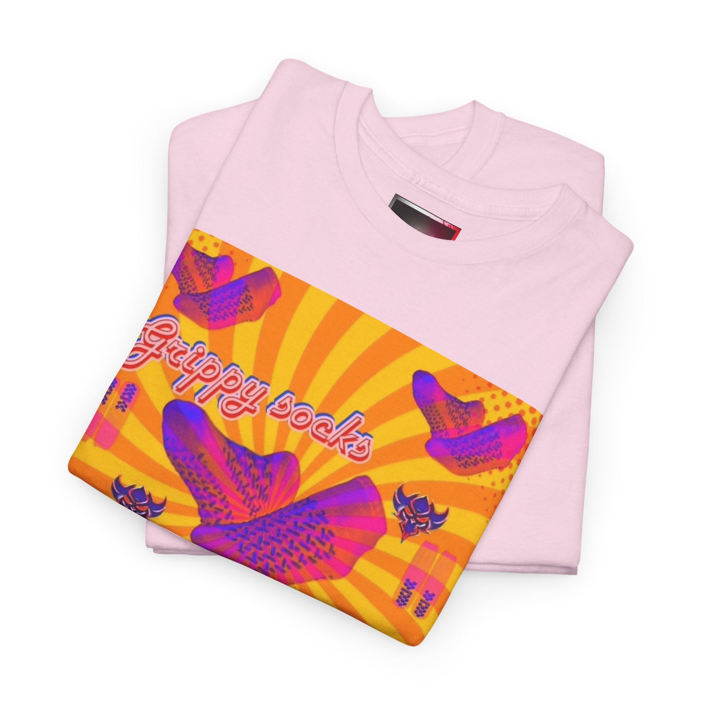 Graphic Tee — "Grippy Socks Grippy Box" Retro Heart Pop Art T-Shirt