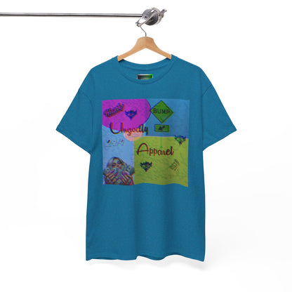 Abstract Pop-Art Graphic Tee — 'Apparel' Color Block Design