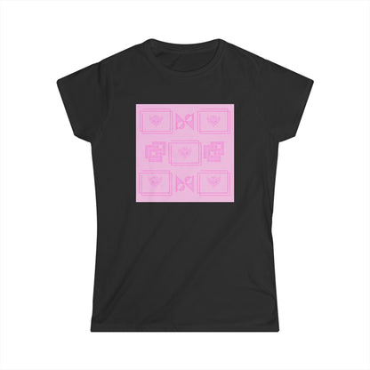 Women's Tee — Pink Ungodly Apparel Kawaii Pixel Heart Grid Graphic