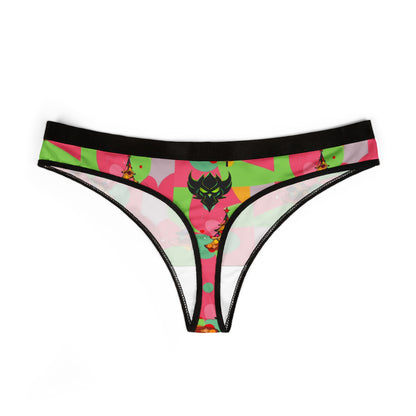 Retro Pop Christmas Women's Thong — Colorful Christmas Tree Pattern