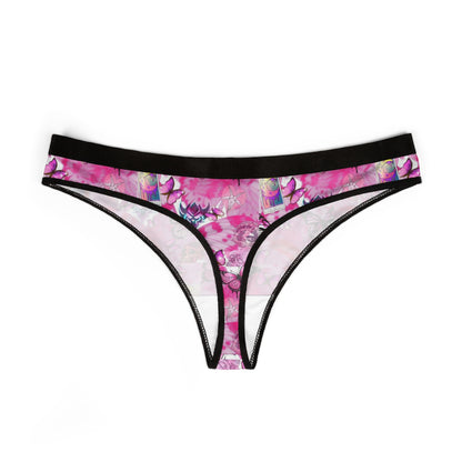 Pink Butterfly Print Women's Thong — Floral AOP Lingerie