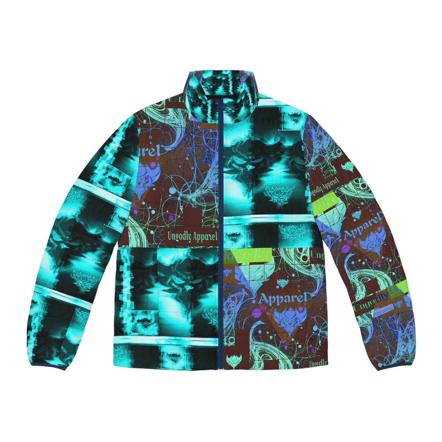 "Ungodly Mash Up" Urban Graphic Puffer Jacket - Bold Design