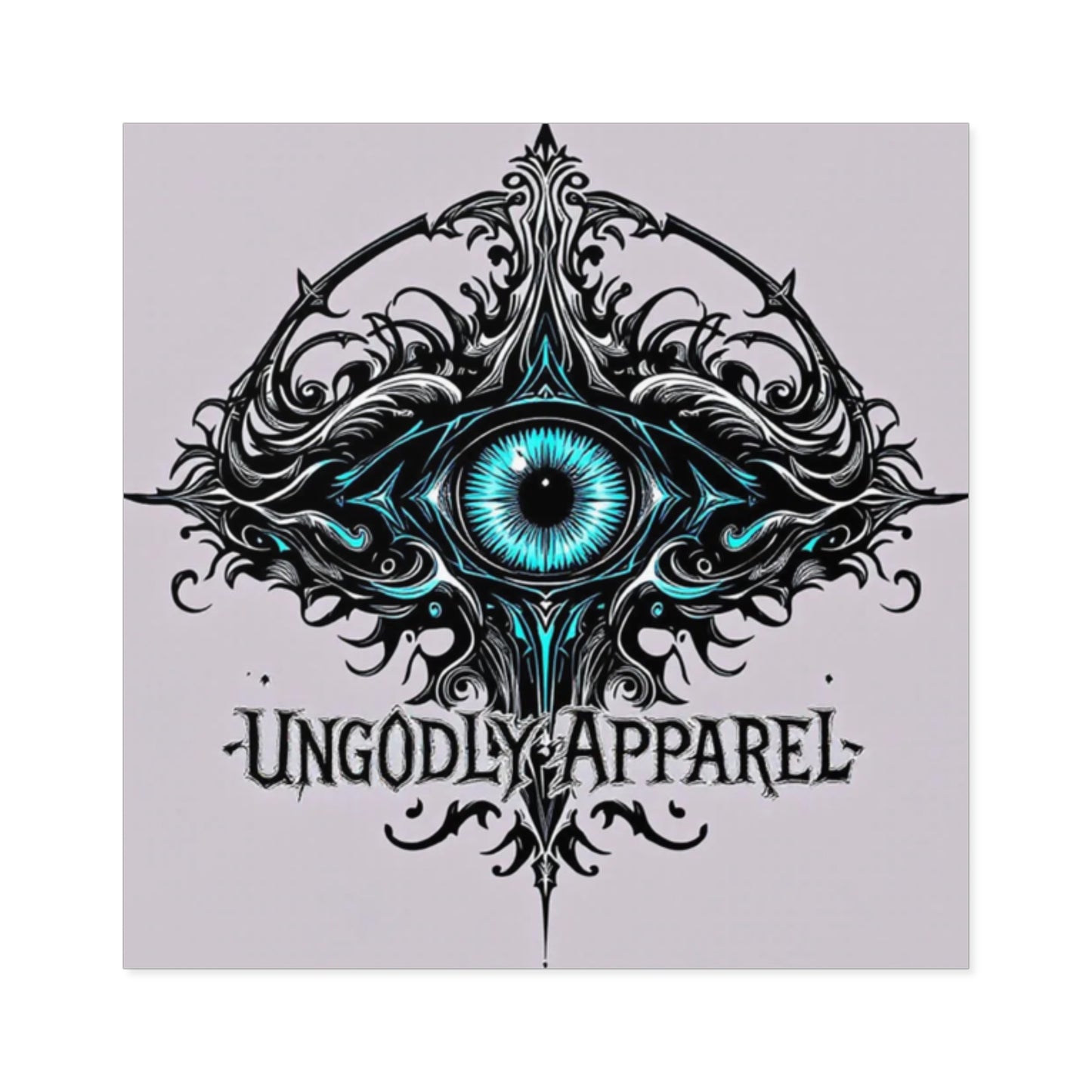 Square Sticker — Gothic Blue Eye Logo (Ungodly Apparel)