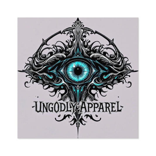Square Sticker — Gothic Blue Eye Logo (Ungodly Apparel)