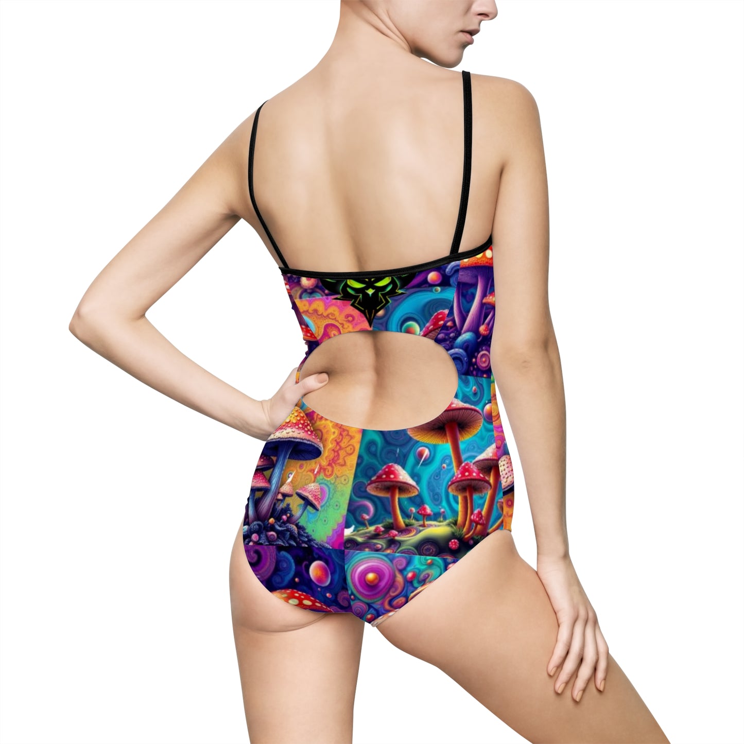 Vibrant Mushroom Print Swimsuit, Boho Swimwear, Festival Swim Suit, Colorful Beachwear, Summer Pool Party
