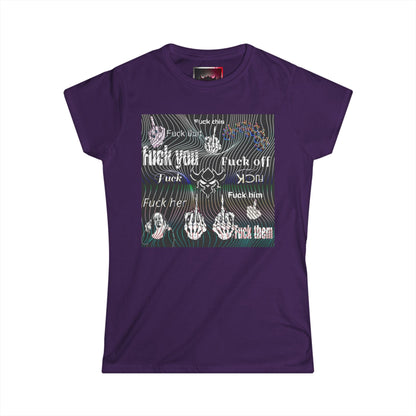 Graphic Tee — Edgy "Fuck You" Repeated Text Design