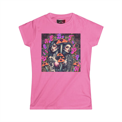 "Bitches Be Trippin" Women's Softstyle Tee - Retro Tattoo Art Design