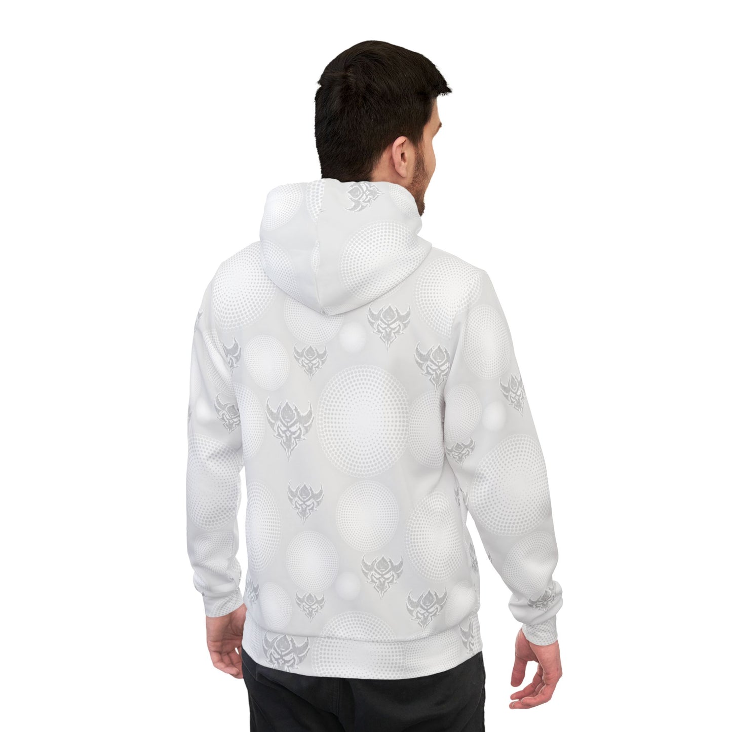 Snow White Polka Glow Unisex Athletic Hoodie — Ungodd Apparel All-Over Print